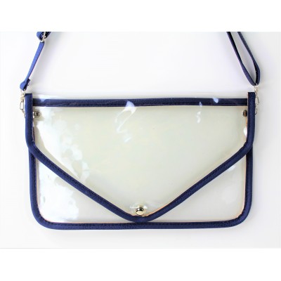 9167 -NAVY LINING TRANSPARENT CLUTCH BAG